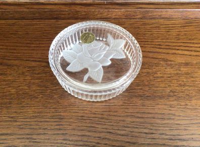 Vintage French lead crystal lidded trinket dish