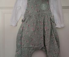 Girls Floral Dungarees 3-6mths