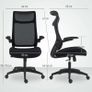 Office chair, office armchair, 3D lift-up armrests, adjustable height, mesh back, 64x65x108-118cm, black Image 2