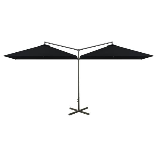 Double Parasol with Steel Pole Black 600x300 cm