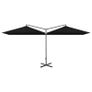 Double Parasol with Steel Pole Black 600x300 cm Image 2