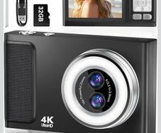 Digital Camera 44MP 1080P FHD Photo Camera Compact Camera 16X Digital Zoom Camera with 32GB Memory Card, Digital Camera for Children, Teenagers, Beginners, Boys, Girls (Black)
