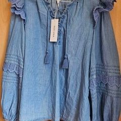 BNWT - M&S demin lace blouse UK 8