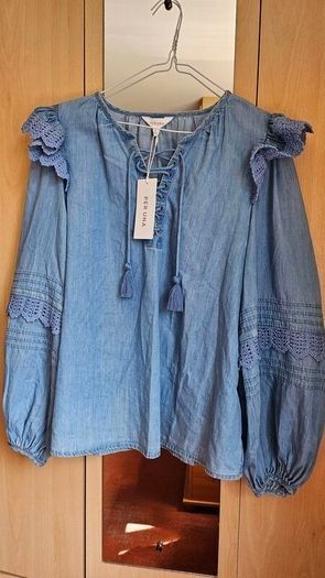BNWT - M&S demin lace blouse UK 8