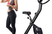 Exercise Bike, Foldable Fitness Bike with LCD Display and 8-Level Adjustable Resistance, 265LBS Max Load for Home Trainer Use