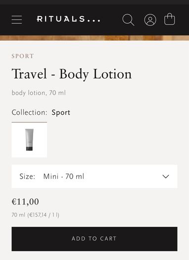 rituals sport body lotion 70ml RRP: 11 euro