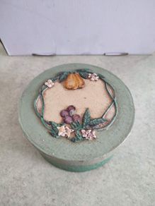 Vintage Handmade Paper Mache Trinket Box