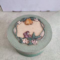 Vintage Handmade Paper Mache Trinket Box