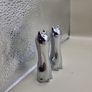 Vintage Chrome Salt And Pepper Shakers Cats Cruet Set Image 8