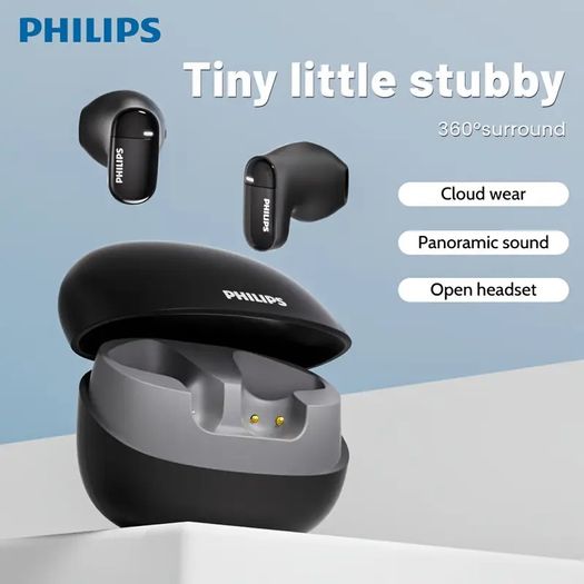 PHILIPS True Wireless Earphones Earbuds - Comfortable for iPhone/ Android, Built-in Microphone Sweat Wireless Headset, Wireless Headphones TAT2169 / New