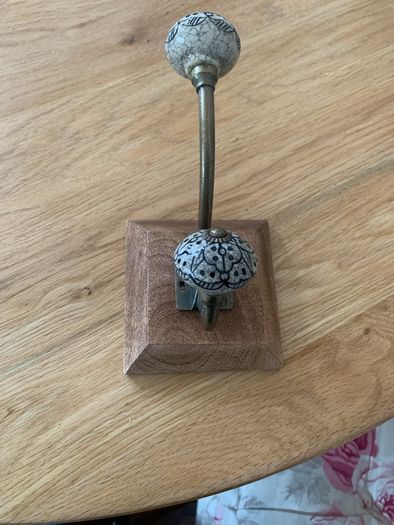 hook wooden hanger decorative with ceramic knob