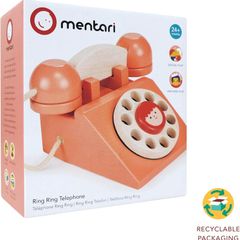 Mentari Wooden Toy Ring Ring Telephone - Pretend Play With Children Ages 2+