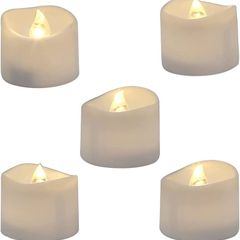 Realistic and Bright Flickering Battery Operated Flameless LED Tea Light, Pack of 12, 1.4x1.25 Inch, Electric Fake Candle in Warm White and Wave Open