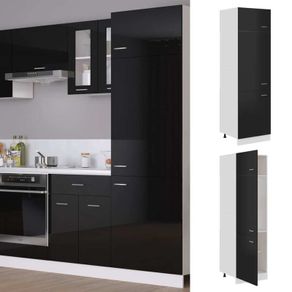 Refrigerator Cabinet High Gloss Black 60x57x207 cm Chipboard