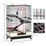 Four-Tier Small Animal Cage, for Bunnies, Ferrets, Chinchillas w/ Wheels, Tray - Black Image 2