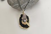 Charming Small Hematite Beads Chain Jewelry Black Tourmaline Elegant Pendant Necklace