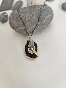 Charming Small Hematite Beads Chain Jewelry Black Tourmaline Elegant Pendant Necklace