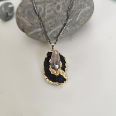Charming Small Hematite Beads Chain Jewelry Black Tourmaline Elegant Pendant Necklace