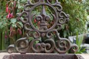Antique Victorian cast iron wall mounted bird bath bird feeder