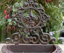Antique Victorian cast iron wall mounted bird bath bird feeder