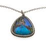 Vintage 925 Sterling Silver Real Butterfly Wing Necklace Image 3