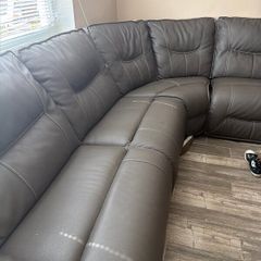 Leather electric recliner corner sofa