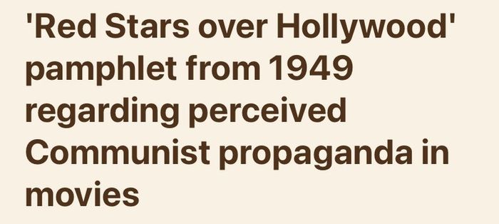 Very Rare Irish Pamphlet Red Stars Over Hollywood highlighting the perceived Communist propogada in the Hollywood movies in the post World War 2 era.