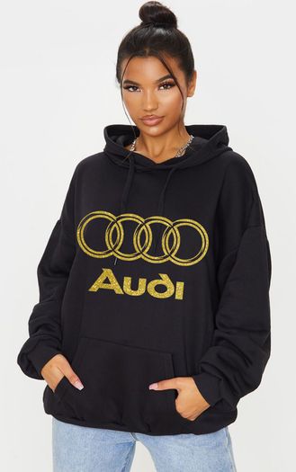 Audi Logo Hoodie Gold Glitter Logo Audi Hoodie Audi Hooded Jumper Glitter Audi