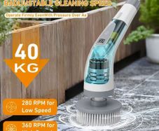 Portable with 7 Replaceable Brush Heads for Floor, Bathroom, Tub, Tile... New.