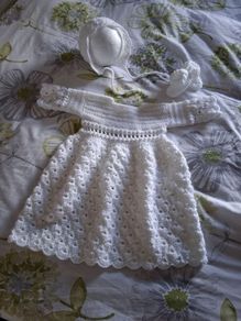 Stunning handmade white christening set 6-12 months
