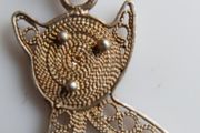 Vintage Sterling Silver 925 Cat Pendant and Sterling Chain length 16" - 2,95g