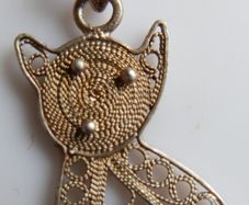 Vintage Sterling Silver 925 Cat Pendant and Sterling Chain length 16" - 2,95g