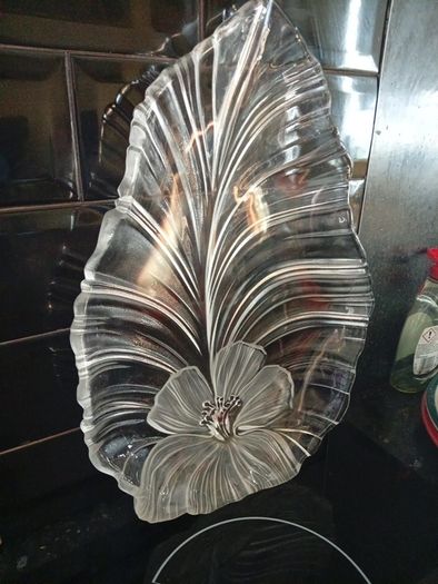 mikasa hibiscus serving tray glass