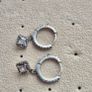 Small round earrings with square drop sterling silver s925 very good condition Image 2