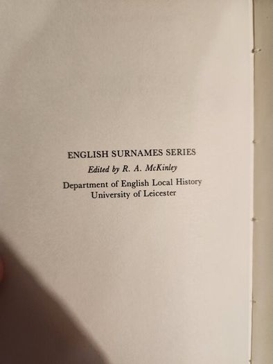 The Surnames Of Oxfordshire. By Richard Mckinley. With A Forward  By Dr Marc Fitch. First Edition Hardback With Dustjacket In Good Condition.  38