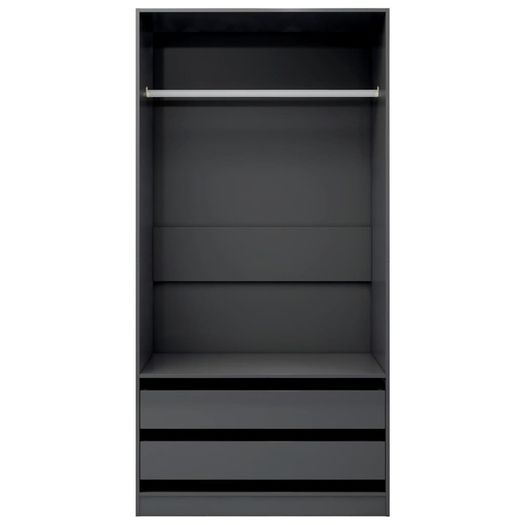 Wardrobe High Gloss Grey 100x50x200 cm Chipboard