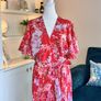 Stunning Red Floral Pleated Midi Dress by AX Paris Size: UK 16 / EU 44 Image 4