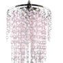 Crystal Light Shade, 3 Tiers Modern Chrome Chandelier Ceiling Pendant Light Shades, Crystal Acrylic with Pink Octagonal Shaped Beads, Chrome Frame and Pink Beads (FREE POSTAGE) Image 2