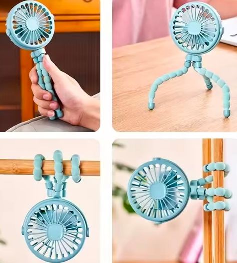 Tripod usb rechargeable fan black/blueish green 2 for 20