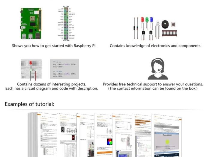 Ultimate Starter Kit for Raspberry Pi 4 B 3 B+ 400, 558-Page Detailed Tutorial, Python C Java Scratch Code, 223 Items, 104 Projects (FREE POSTAGE)