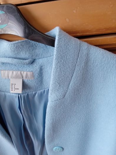 H+M baby blue 3/4 length coat