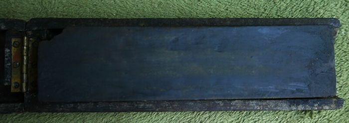 Antique Big Knife Sharpening Fine Stone With Wooden Case.