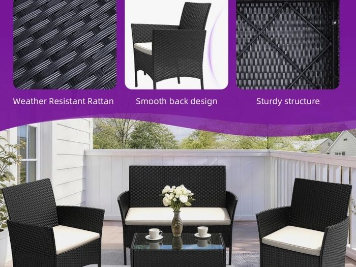 Rattan Garden Furniture Set Table and Chairs