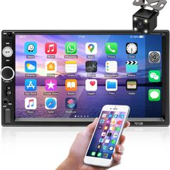 7 Inch Touch Screen Bluetooth Double Din Car Stereo with Backup Camera Support FM Radio