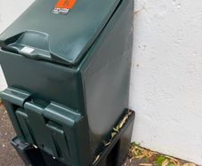 Coal bunker, stand and bag of Coal
