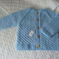 Hand Knit Baby Cardigan: 3-6 Months