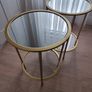 Side tables, round, gold, mirror & glass Image 2