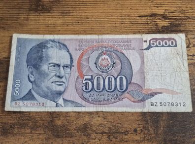 Yugoslavia, 5000 Dinara 1985 banknote, circulated - free standard postage