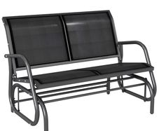 Outdoor Glider Bench, Patio 2 Seater Swing Gliding Loveseat w/ Power-Coated Steel Frame, Mesh Seat and Armrests, for Backyard Garden Porch, Black