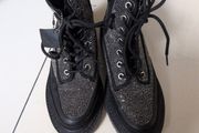 River Island Black/Diamond Patterned Ankle l Boots.  S.39-6.